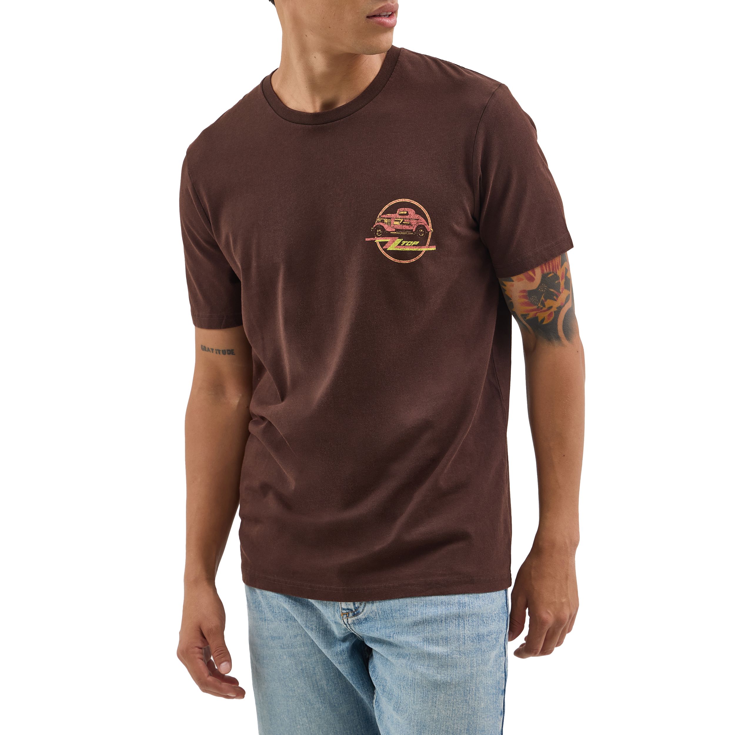 T-shirt graphique à motif de voiture ZZ Top pour hommes, Wrangler Front_Angled_Left