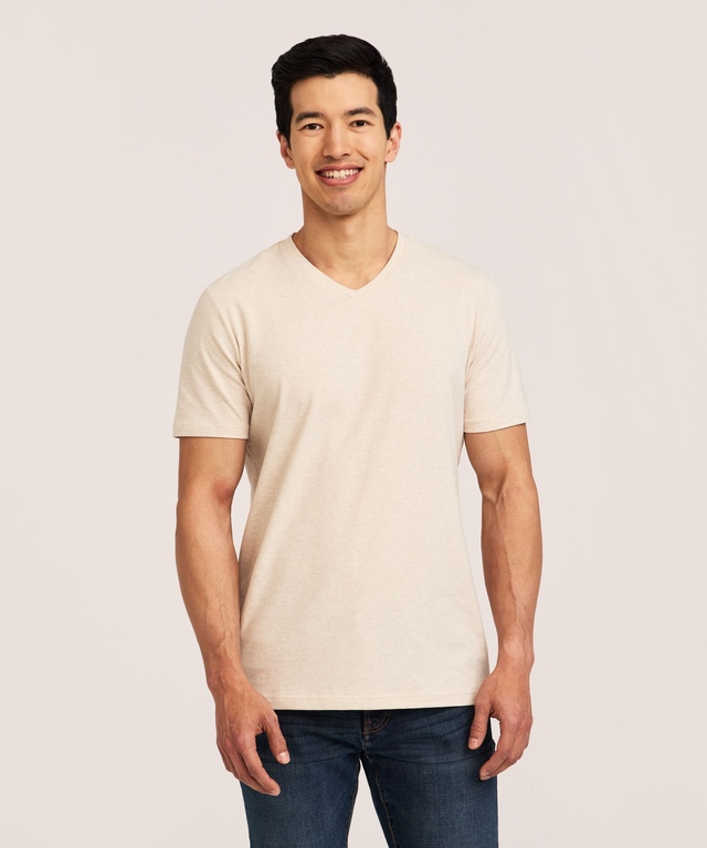 T-shirt saisonnier extensible à encolure en V pour hommes, Denver Hayes