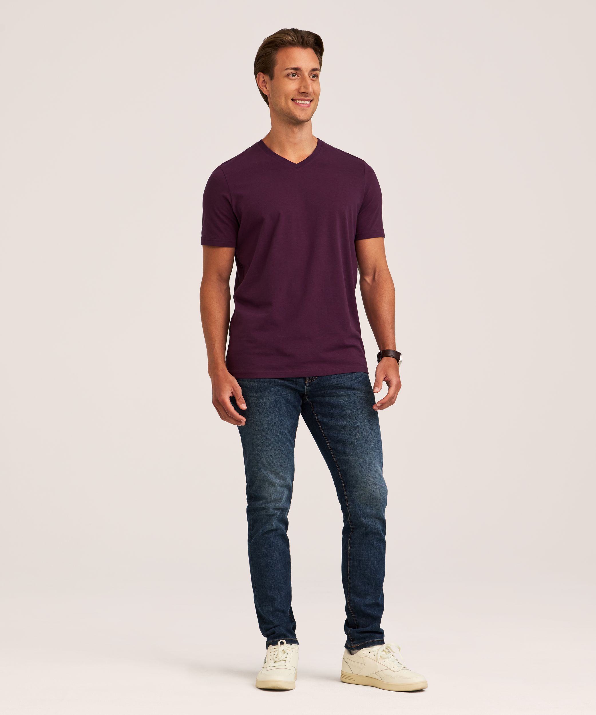 T-shirt saisonnier extensible à encolure en V pour hommes, Denver Hayes