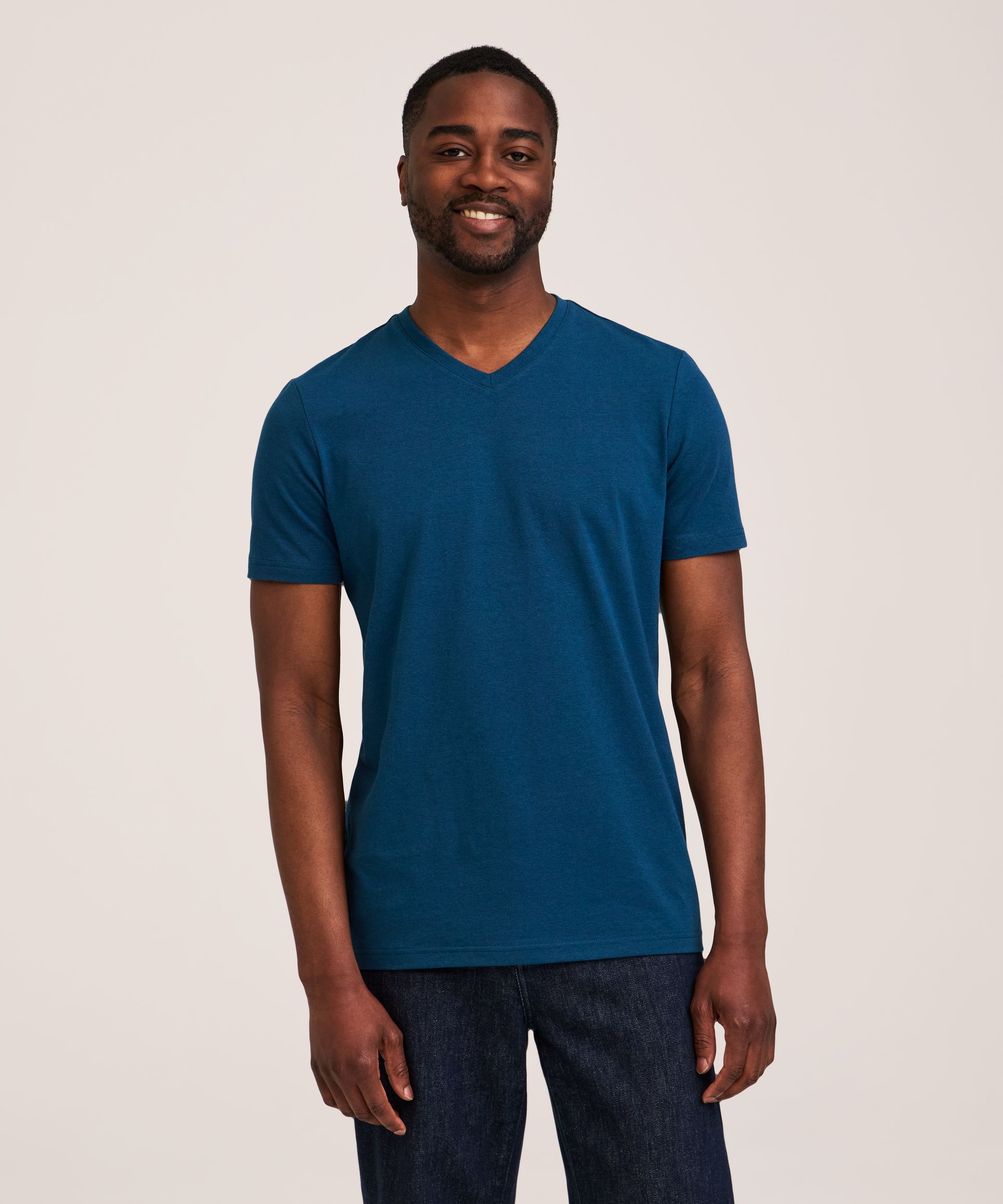 T-shirt saisonnier extensible à encolure en V pour hommes, Denver Hayes