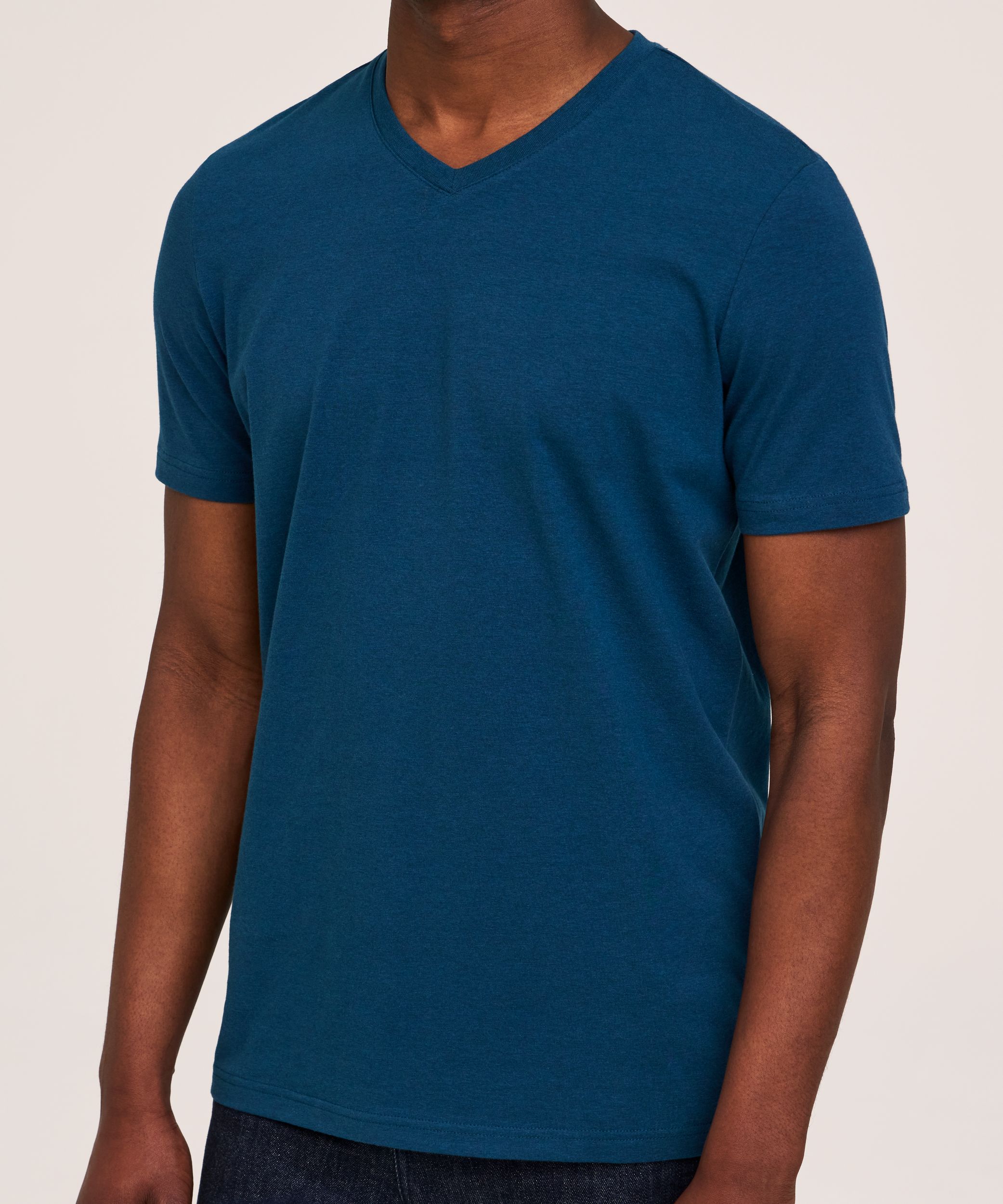 T-shirt saisonnier extensible à encolure en V pour hommes, Denver Hayes