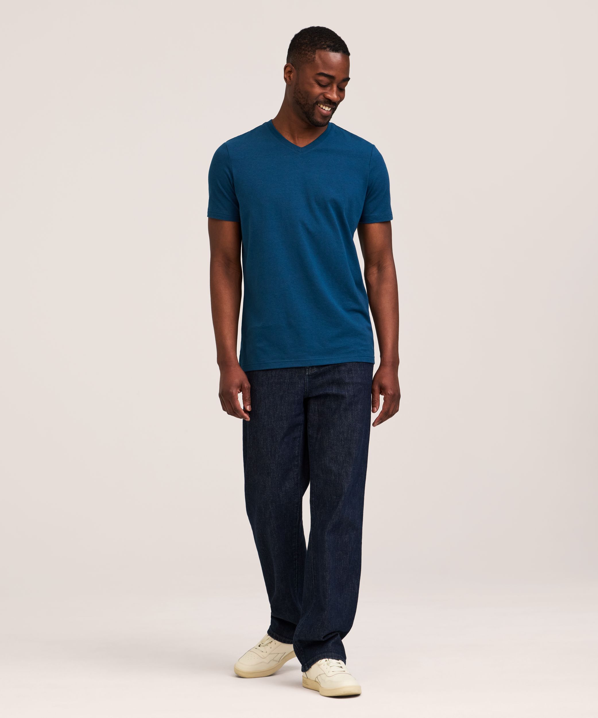 T-shirt saisonnier extensible à encolure en V pour hommes, Denver Hayes