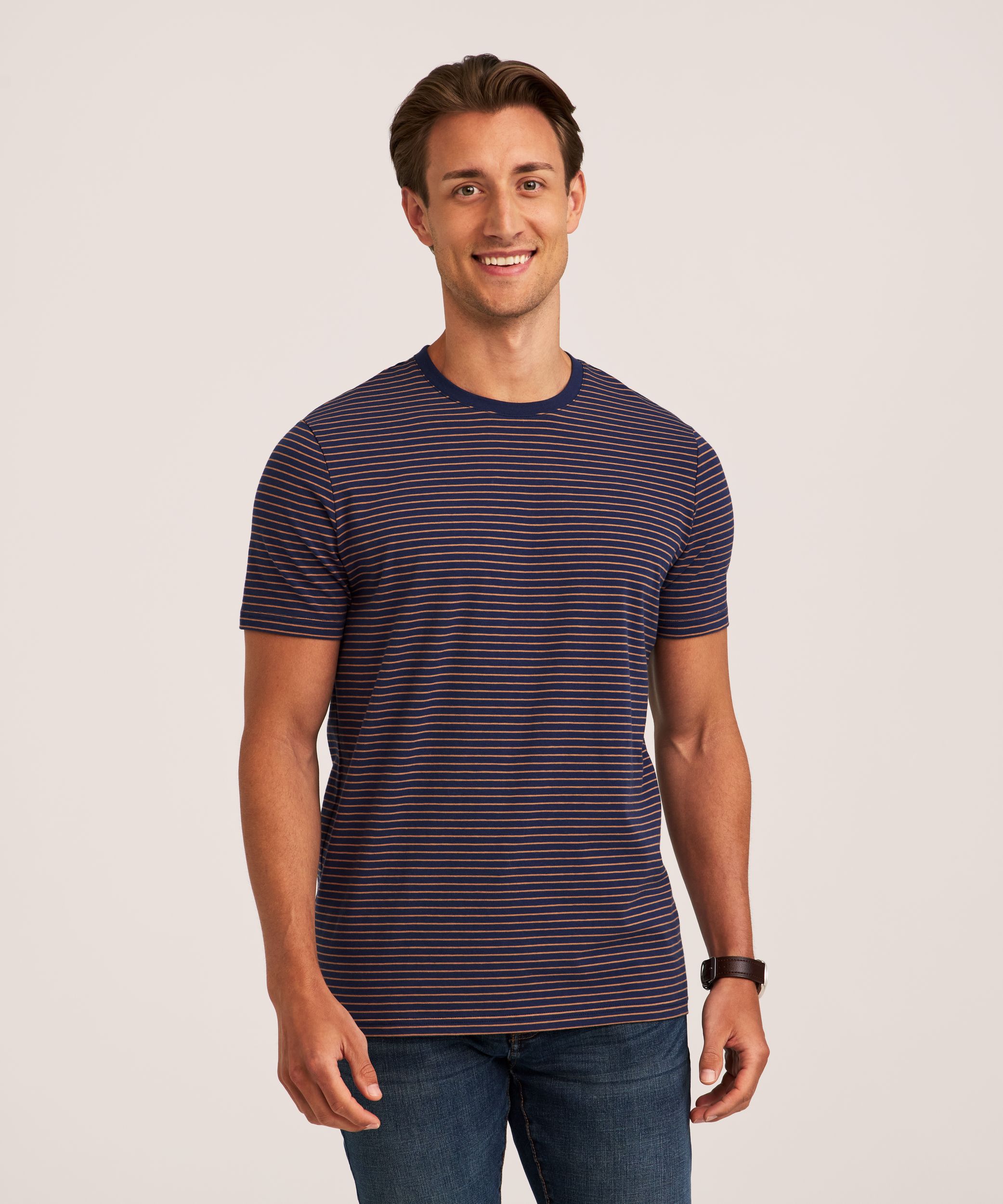 T-shirt saisonnier extensible à col ras du cou pour hommes, Denver Hayes