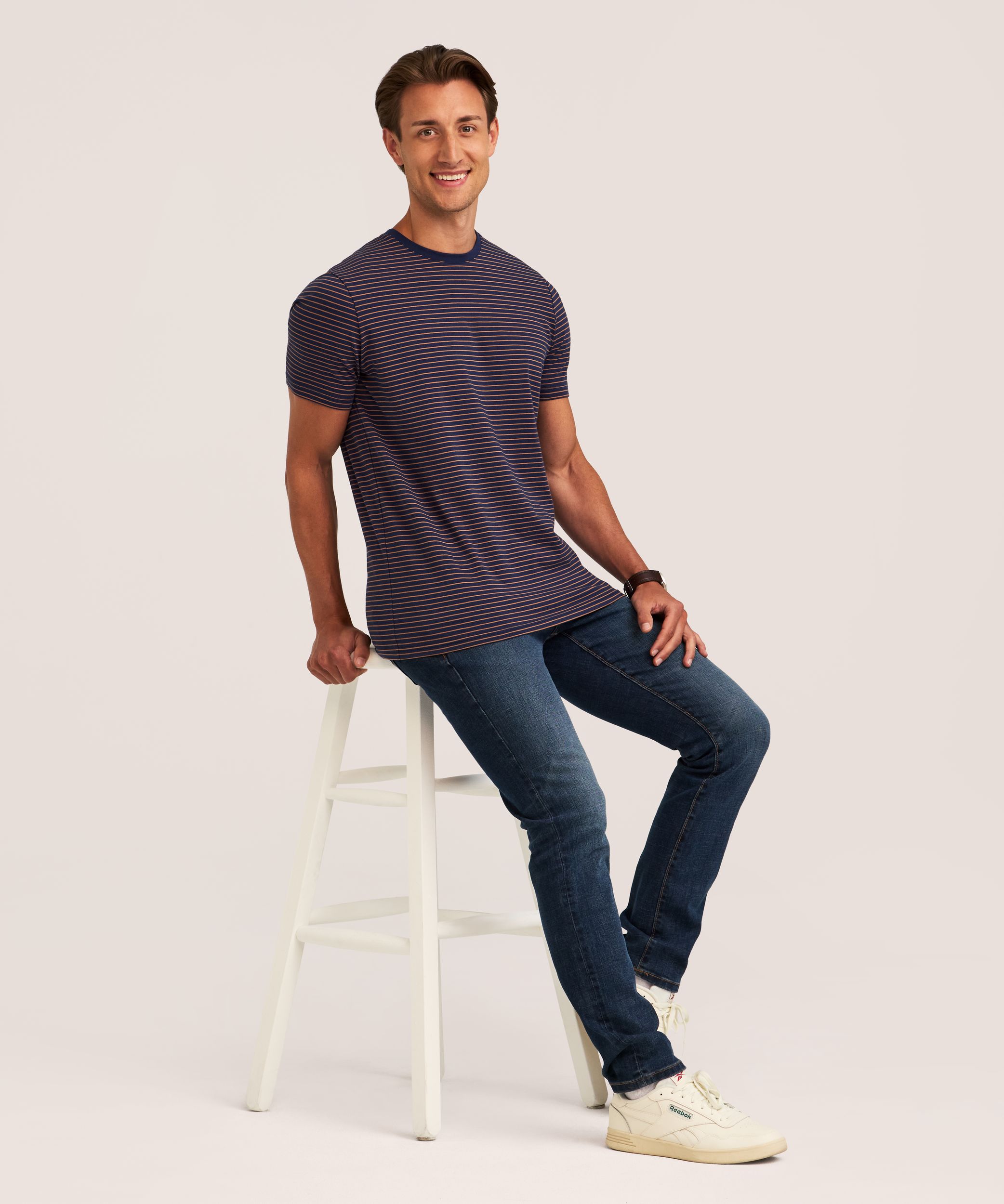 T-shirt saisonnier extensible à col ras du cou pour hommes, Denver Hayes