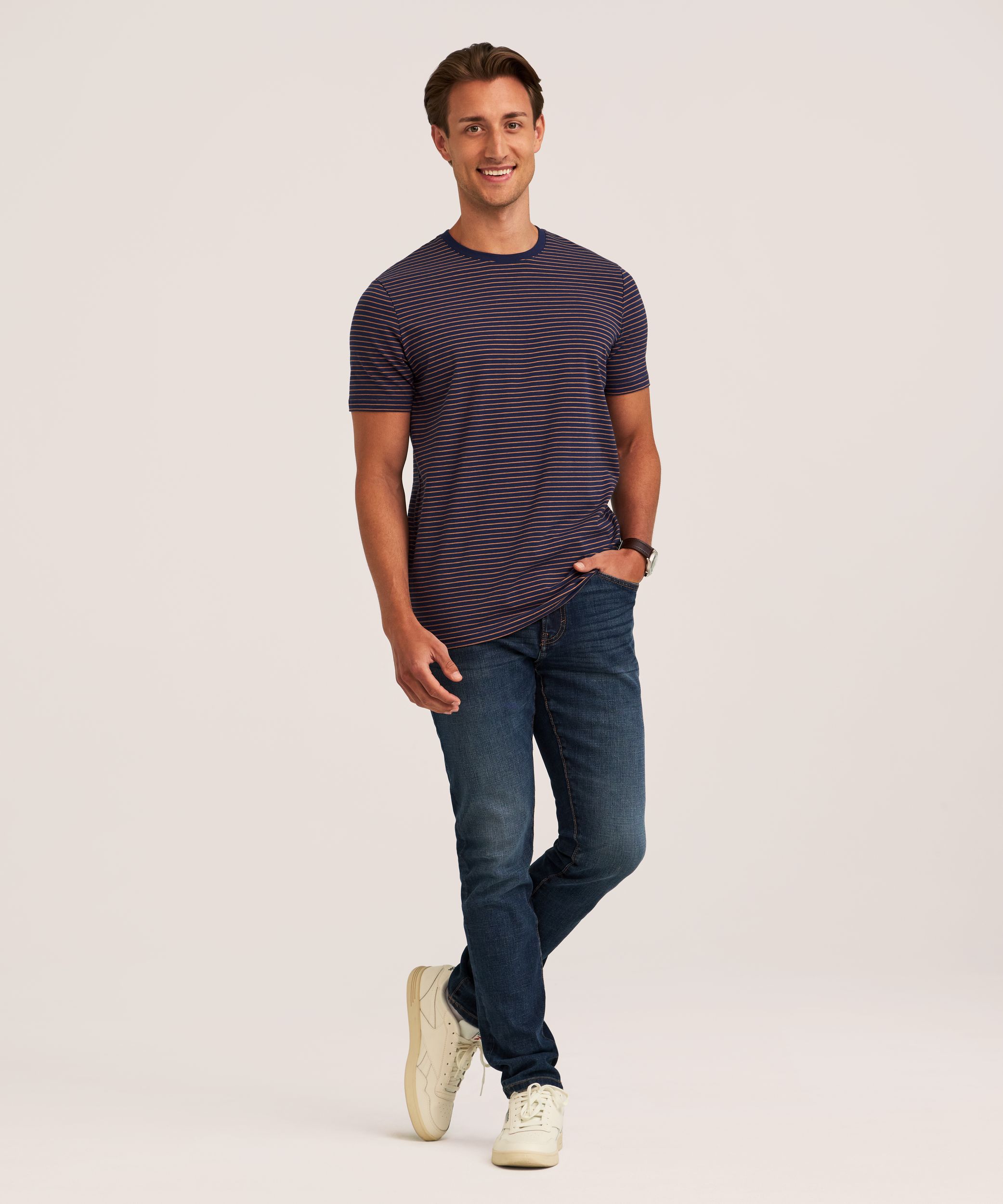 T-shirt saisonnier extensible à col ras du cou pour hommes, Denver Hayes