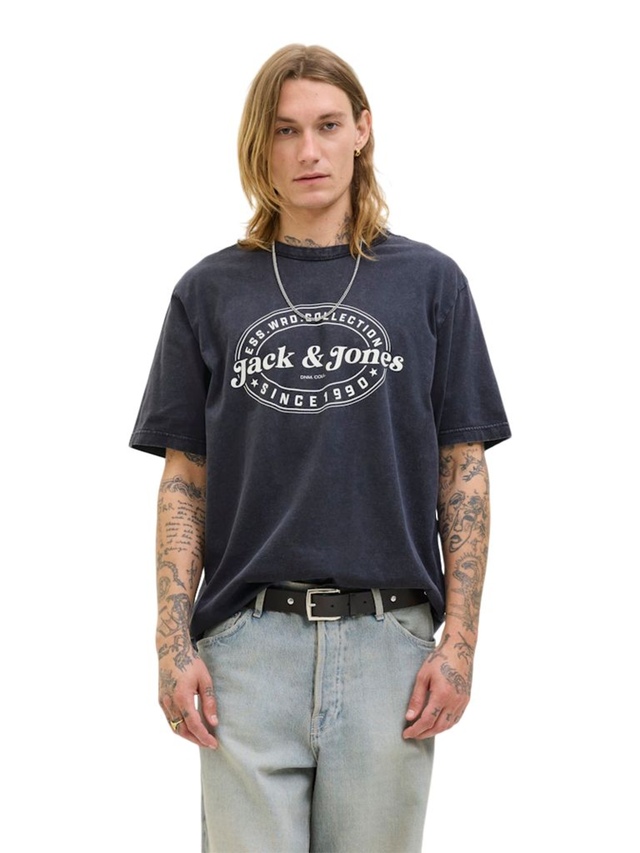 T-shirt imprimé à manches courtes et à col ras du cou pour hommes, Dover, Jack & Jones