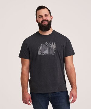 T-shirt graphique à manches courtes à motif d’ours pour hommes, WindRiver