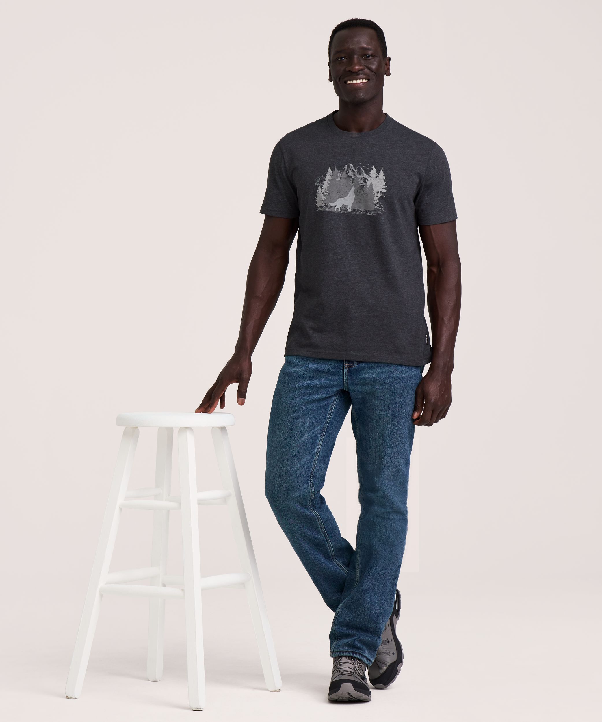 T-shirt graphique à manches courtes à motif d’ours pour hommes, WindRiver