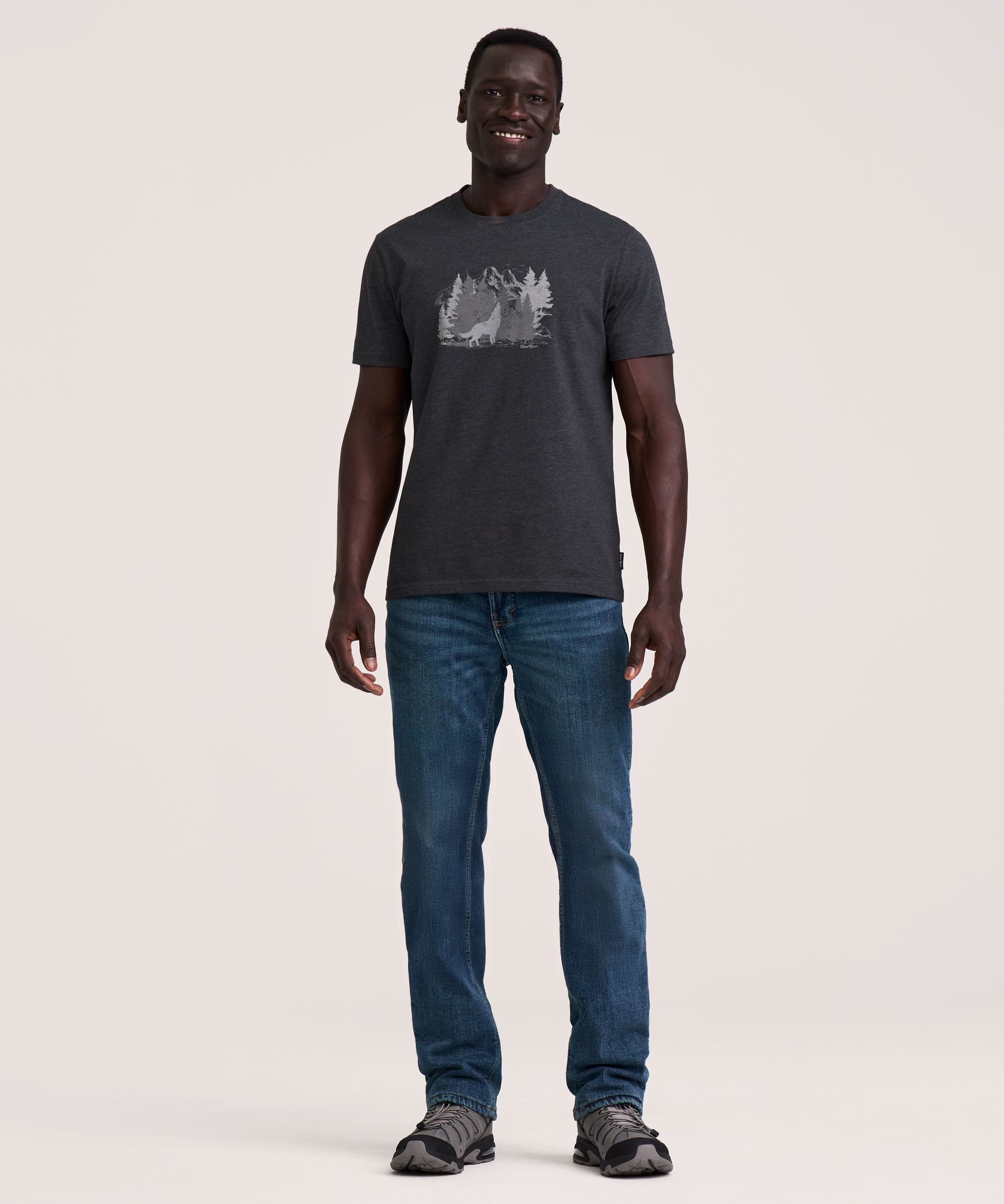 T-shirt graphique à manches courtes à motif d’ours pour hommes, WindRiver