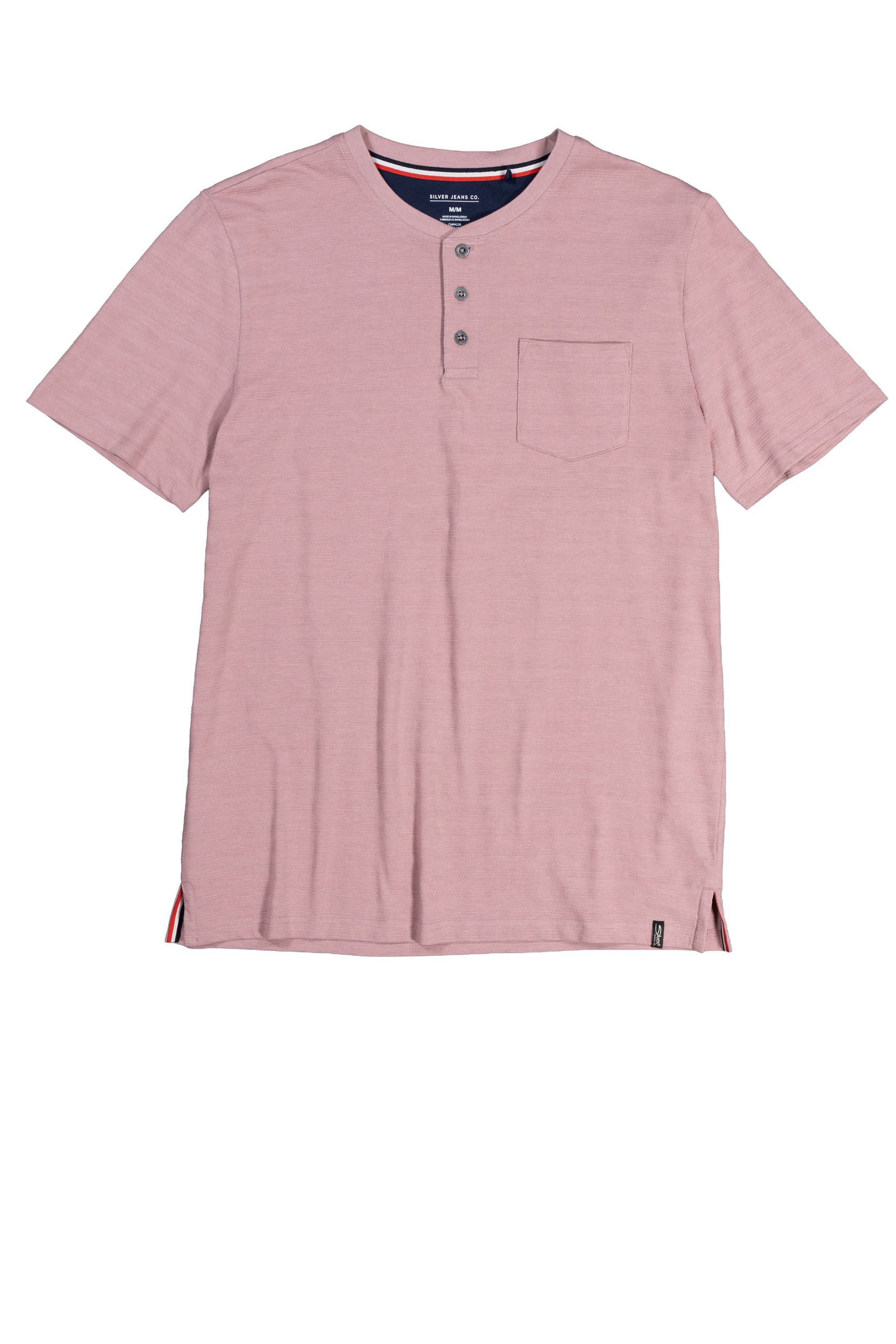 Silver Men's Short Sleeve Textured Henley