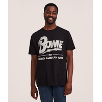 T-shirt graphique pour hommes, tournée de 1974 de David Bowie, Logo T-shirt Front_Flat
