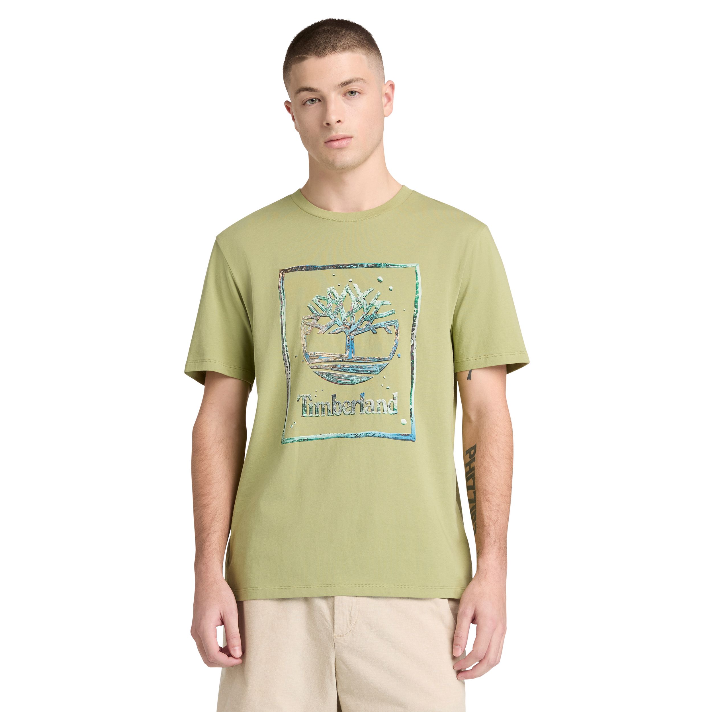 Timberland Men's Short Sleeve T-Shirt Regular Water Stack Logo T-Shirt