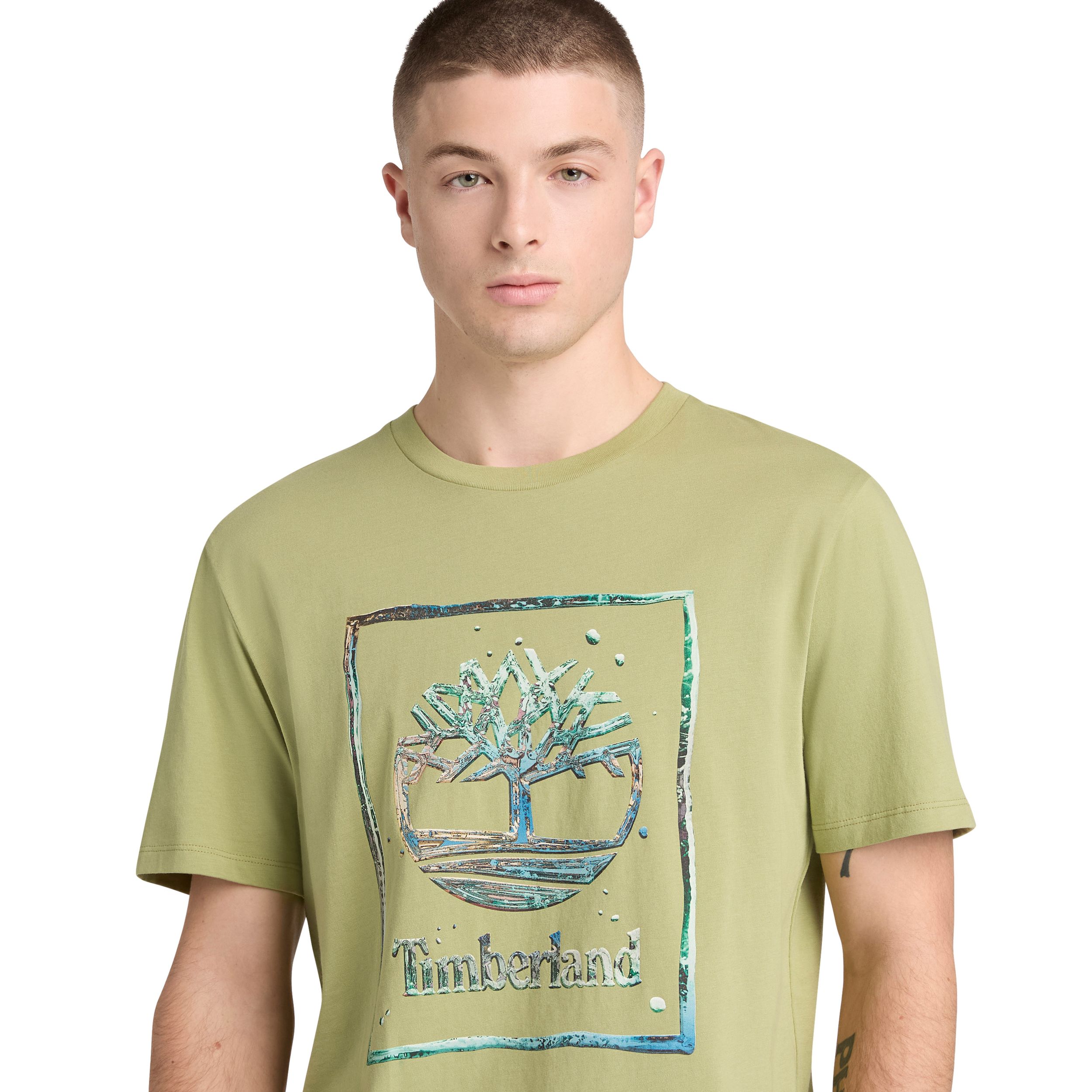 Timberland Men's Short Sleeve T-Shirt Regular Water Stack Logo T-Shirt