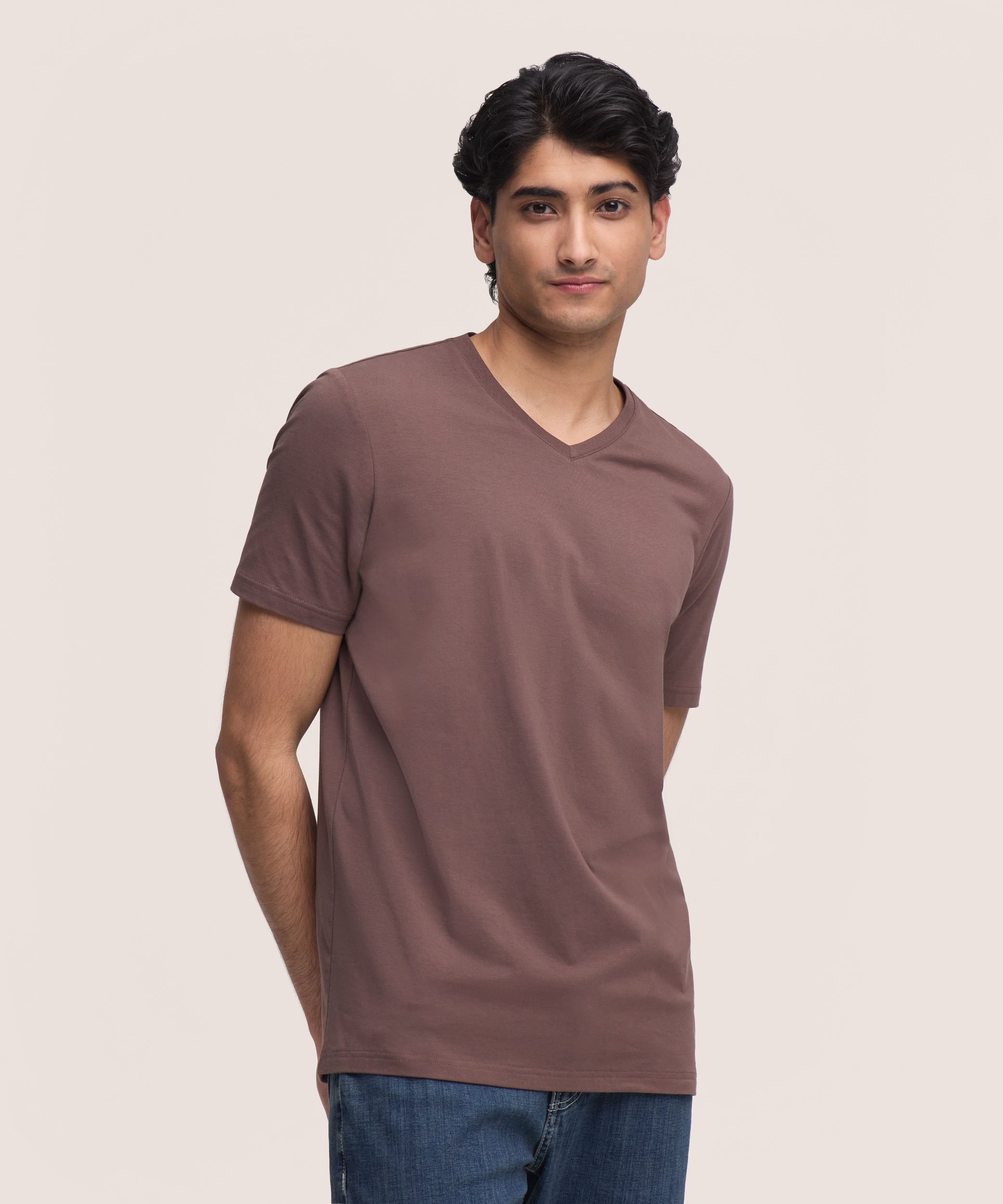 T-shirt saisonnier extensible à encolure en&nbsp;V et manches courtes pour hommes, Denver Hayes