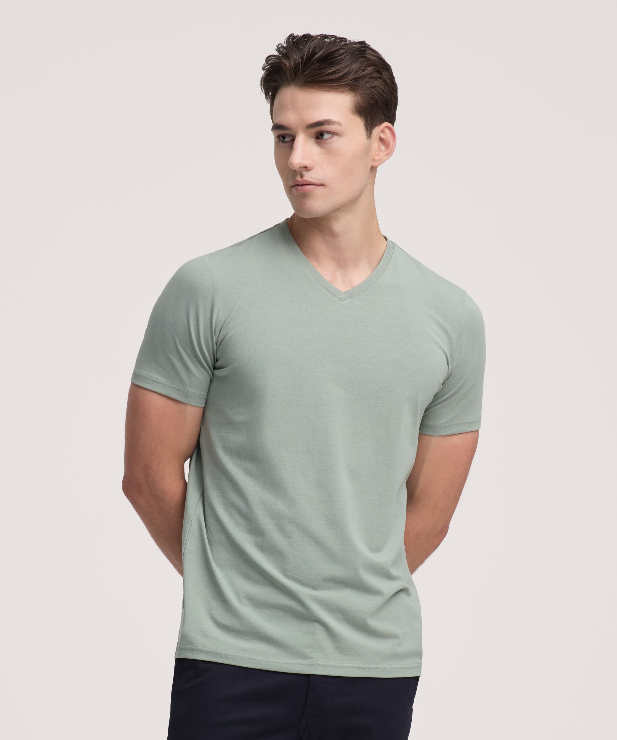 Denver Hayes Men's Short Sleeve Seasonal Stretch V-Neck T-Shirt