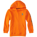 Carhartt Boys' 4-7 Years Logo Long Sleeve Fleece Sweatshirt - Navy Blue Front_Flat