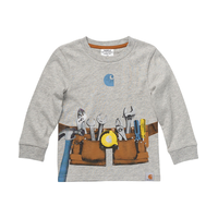 Carhartt T-shirt en tricot à encolure ras du cou et à manches longues avec imprimé VHR pour petits garçons de 2 à 4 ans Front_Flat