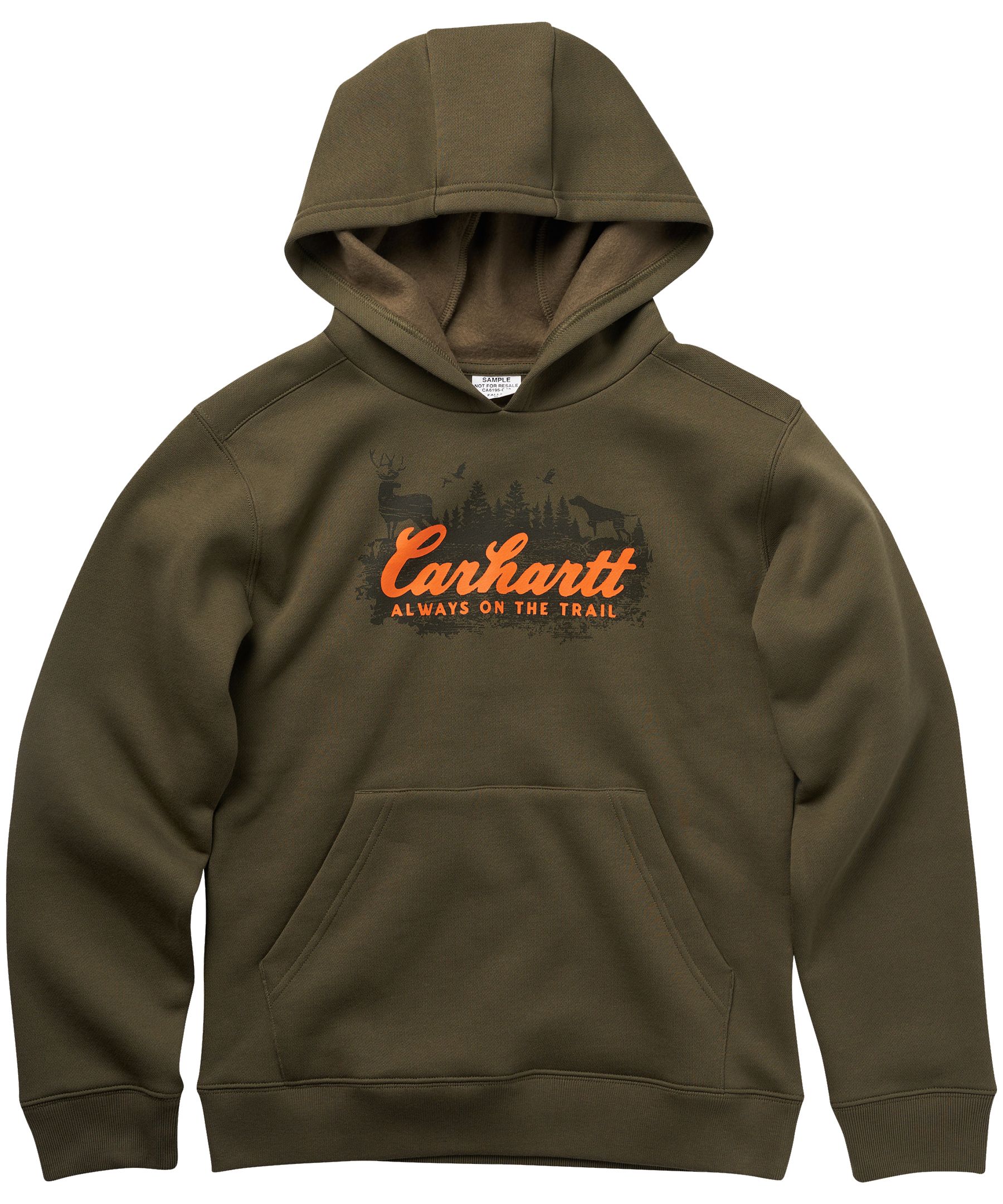 Carhartt Boys 7 16 Years Logo Fleece Long Sleeve Hoodie Sweatshirt Marks