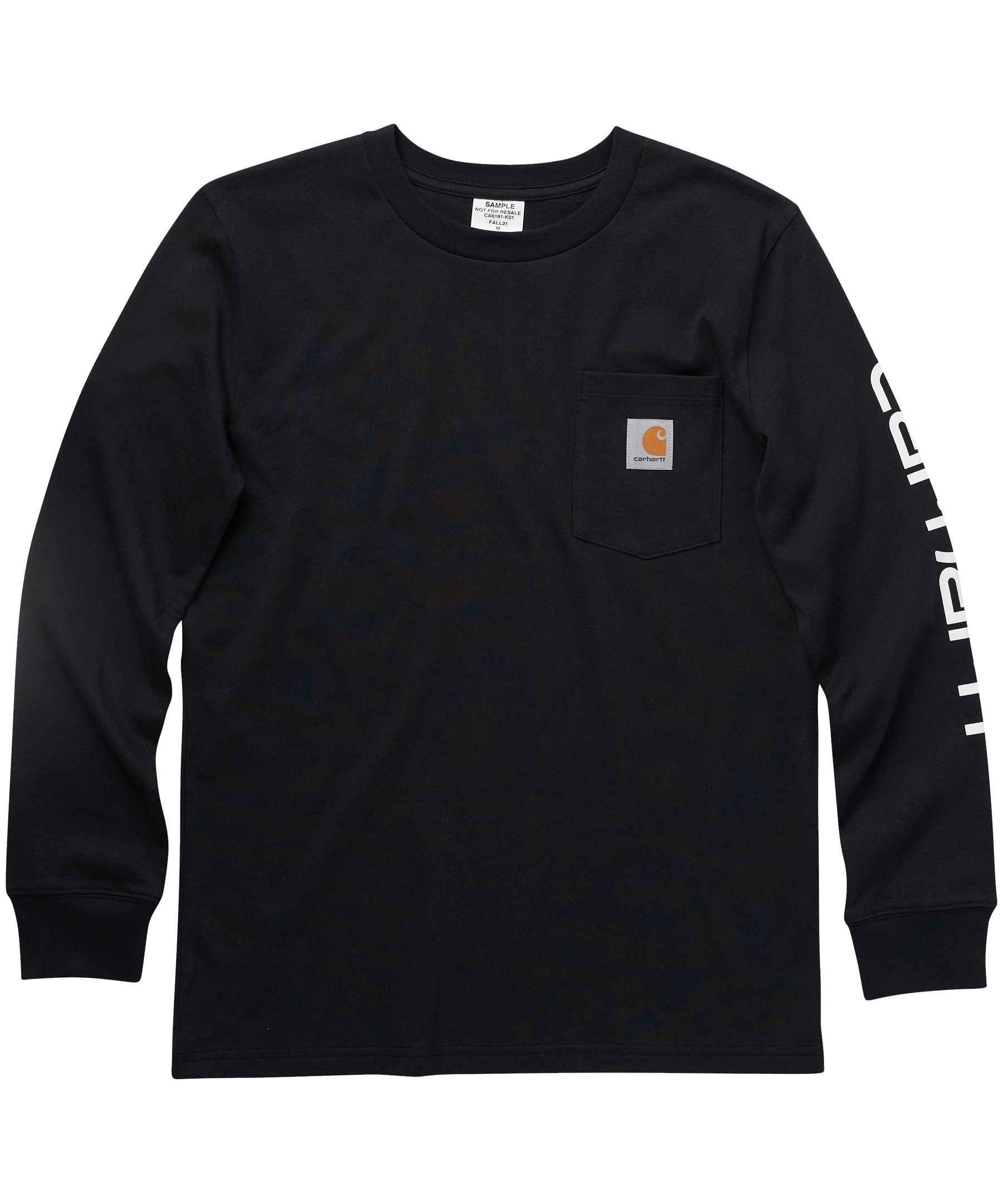 Carhartt Boys' 7-16 Years Knit Crew Neck Long Sleeve Pocket T Shirt - Black