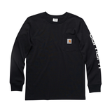 Carhartt Boys' 7-16 Years Knit Crew Neck Long Sleeve Pocket T Shirt - Black Front_Flat