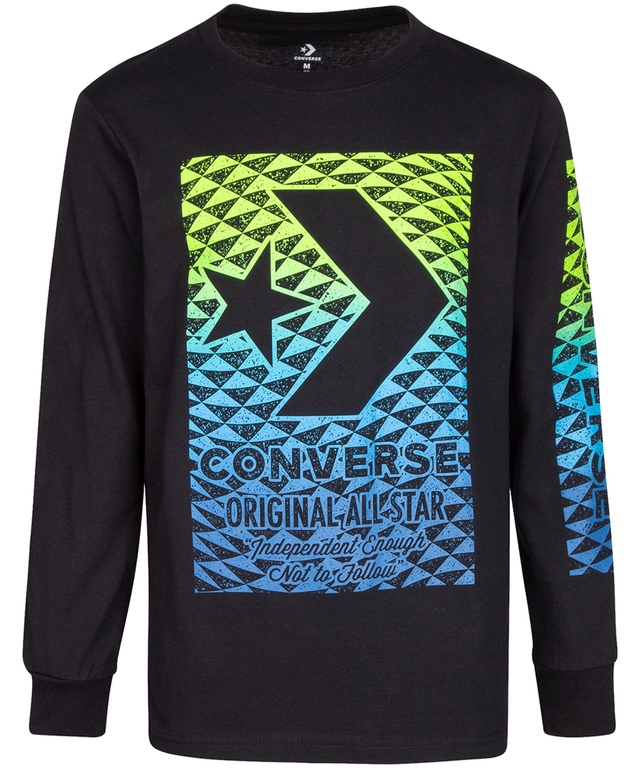 Converse T-shirt à manches longues avec graphique Original All Star à gradation pour garçons, 7 à 16 ans