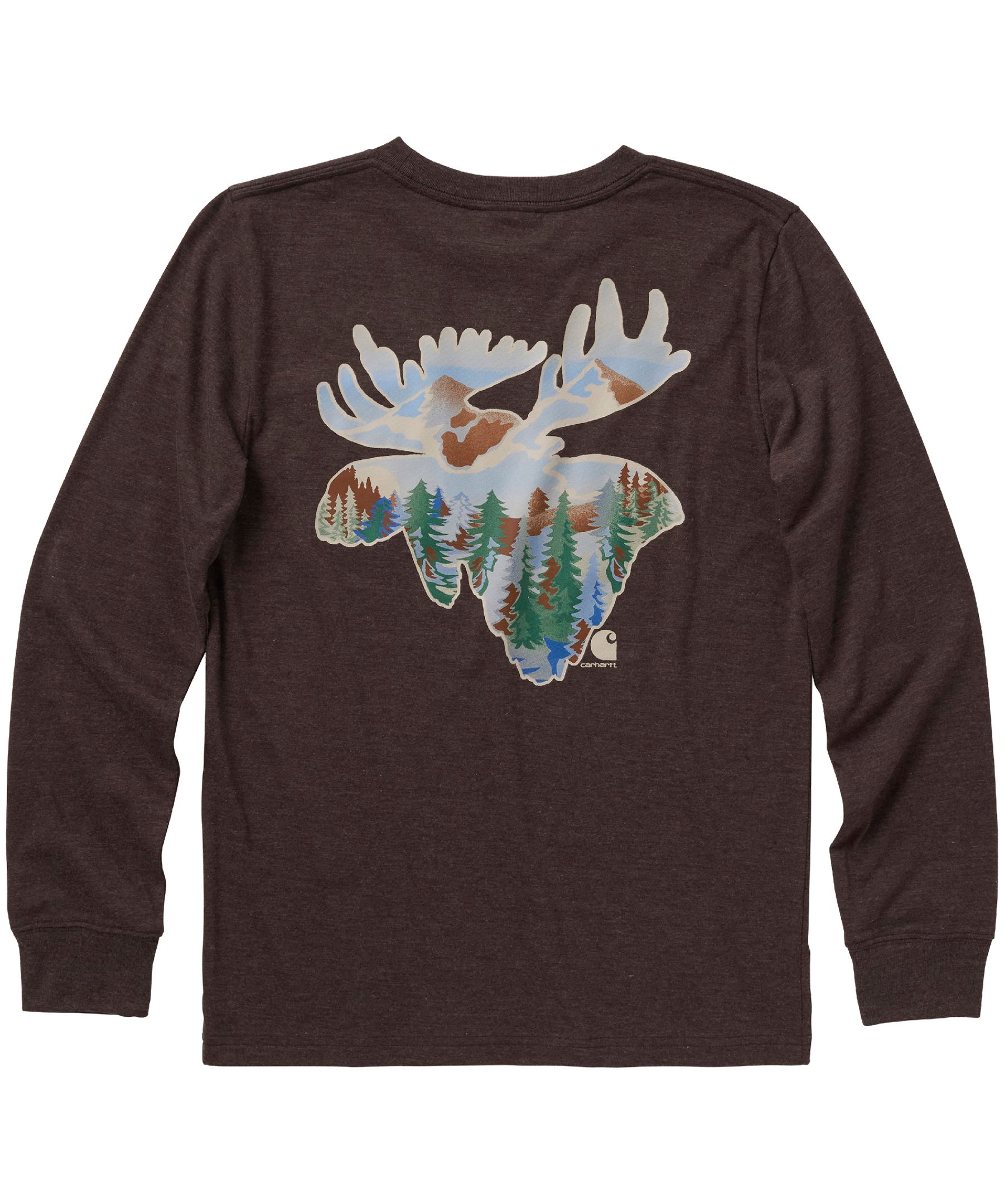 Carhartt Boys' 7-16 Years Moose Head Crewneck Long Sleeve Graphic T Shirt