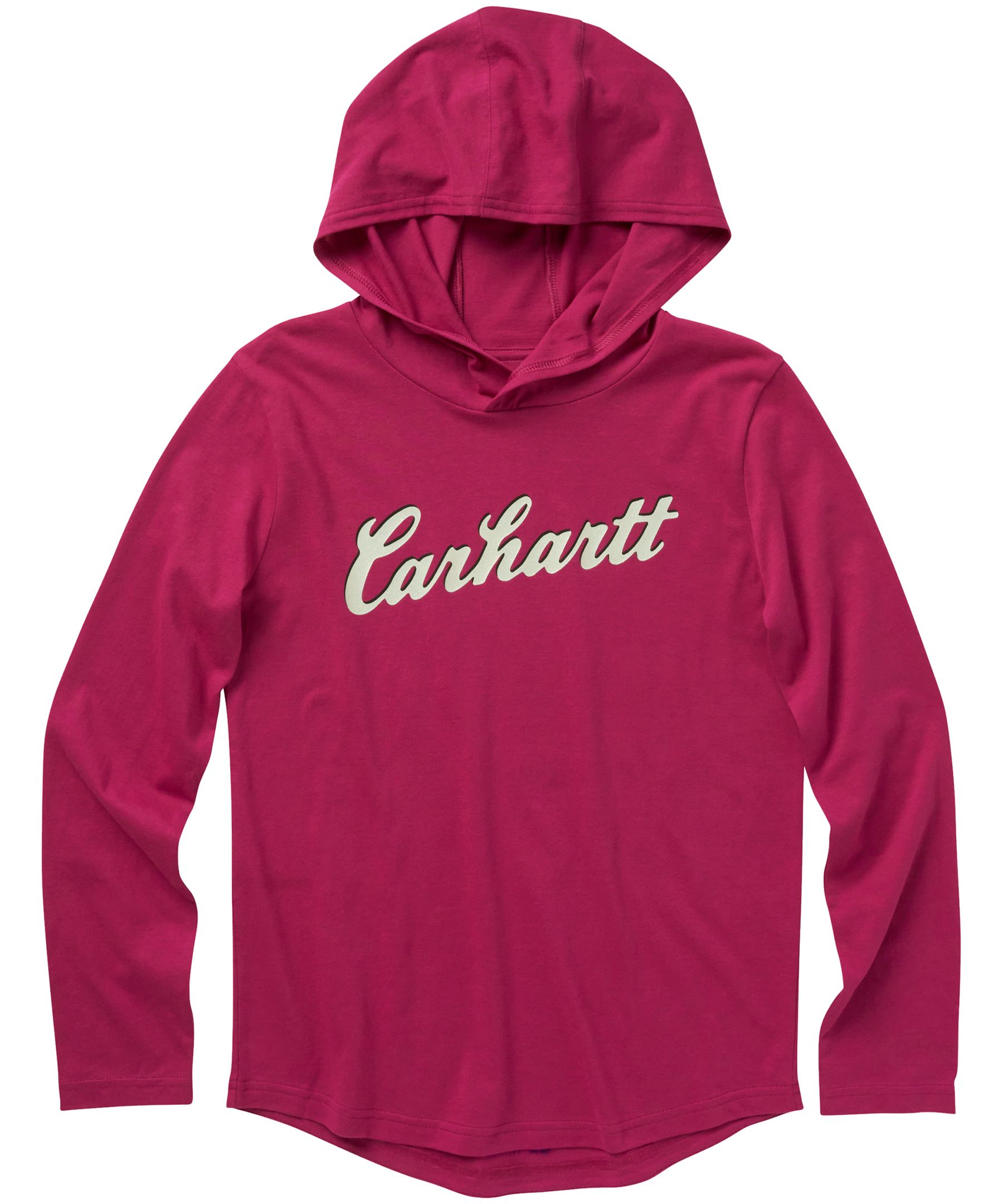 Carhartt Girls' 2-4 Years Cursive Logo Long Sleeve Hooded T Shirt