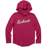 Carhartt Girls' 2-4 Years Cursive Logo Long Sleeve Hooded T Shirt Front_Flat