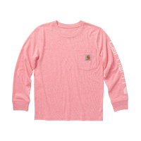 Carhartt Girls' 2-4 Years Logo Pocket Lightweight Crew Neck Long Sleeve T Shirt Front_Flat