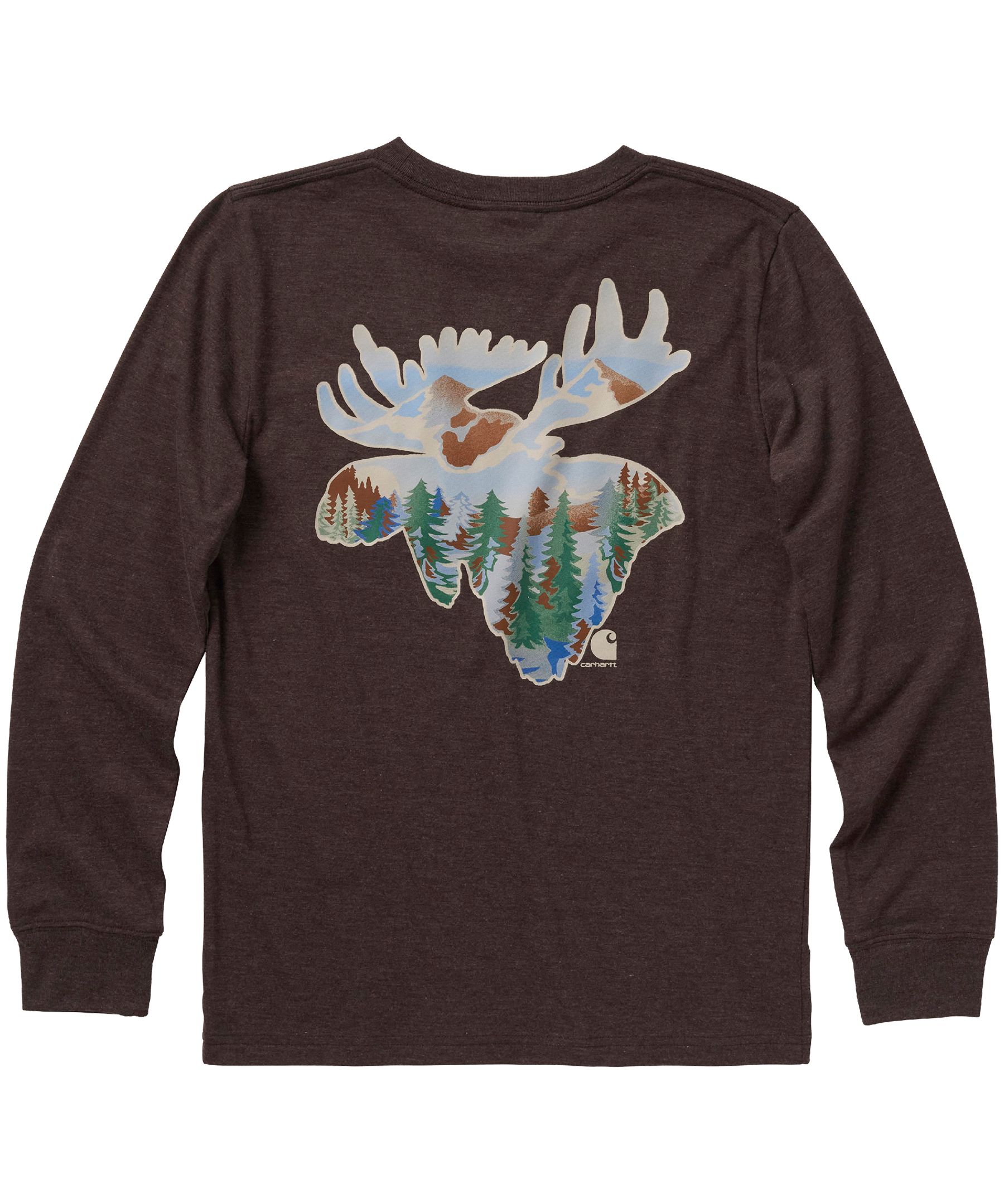 Carhartt Boys' 7-16 Years Moose Head Crewneck Long Sleeve Graphic T Shirt