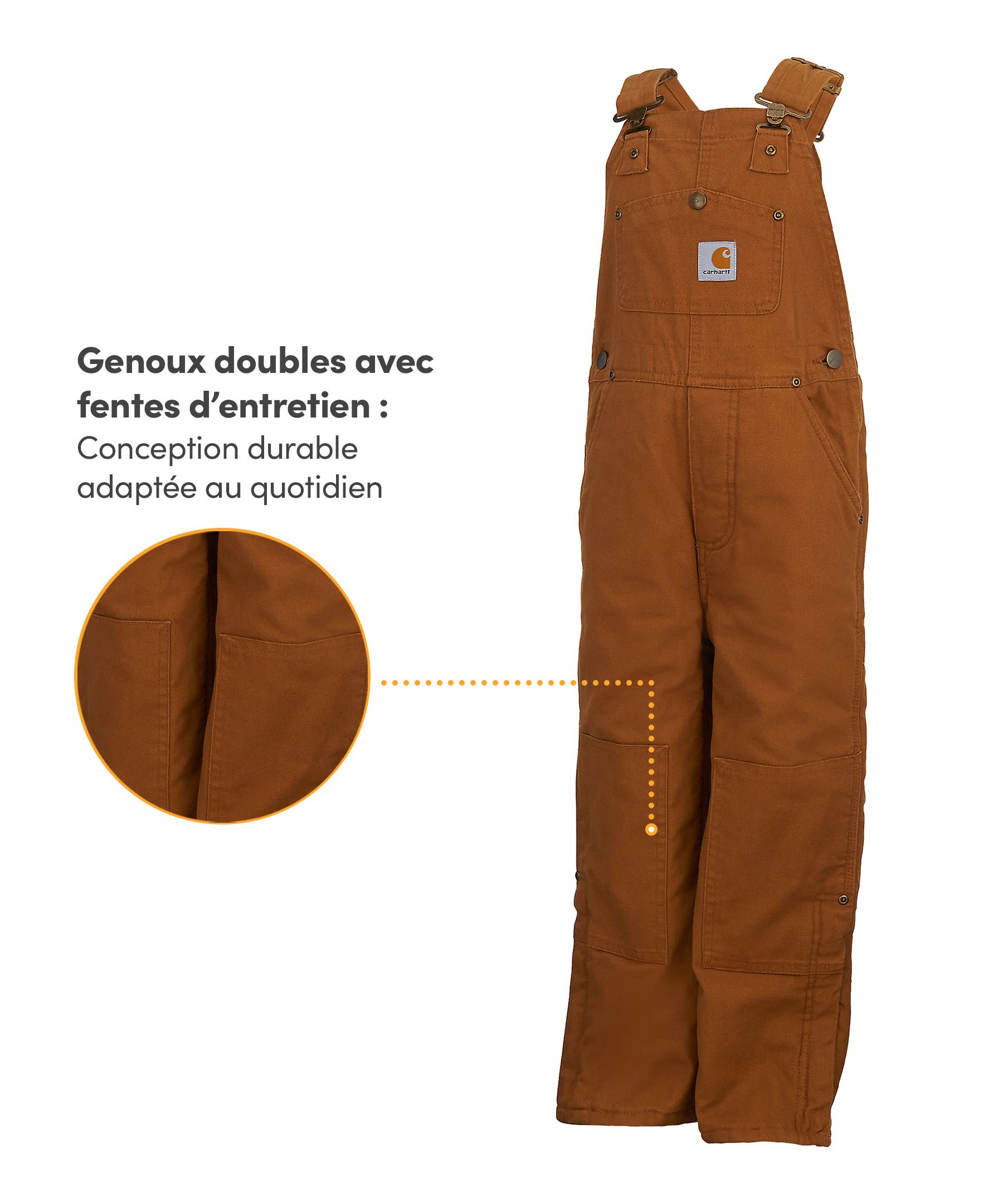 Salopette en toile isolée à coupe ample pour garçons de 7 à 16&nbsp;ans, Carhartt