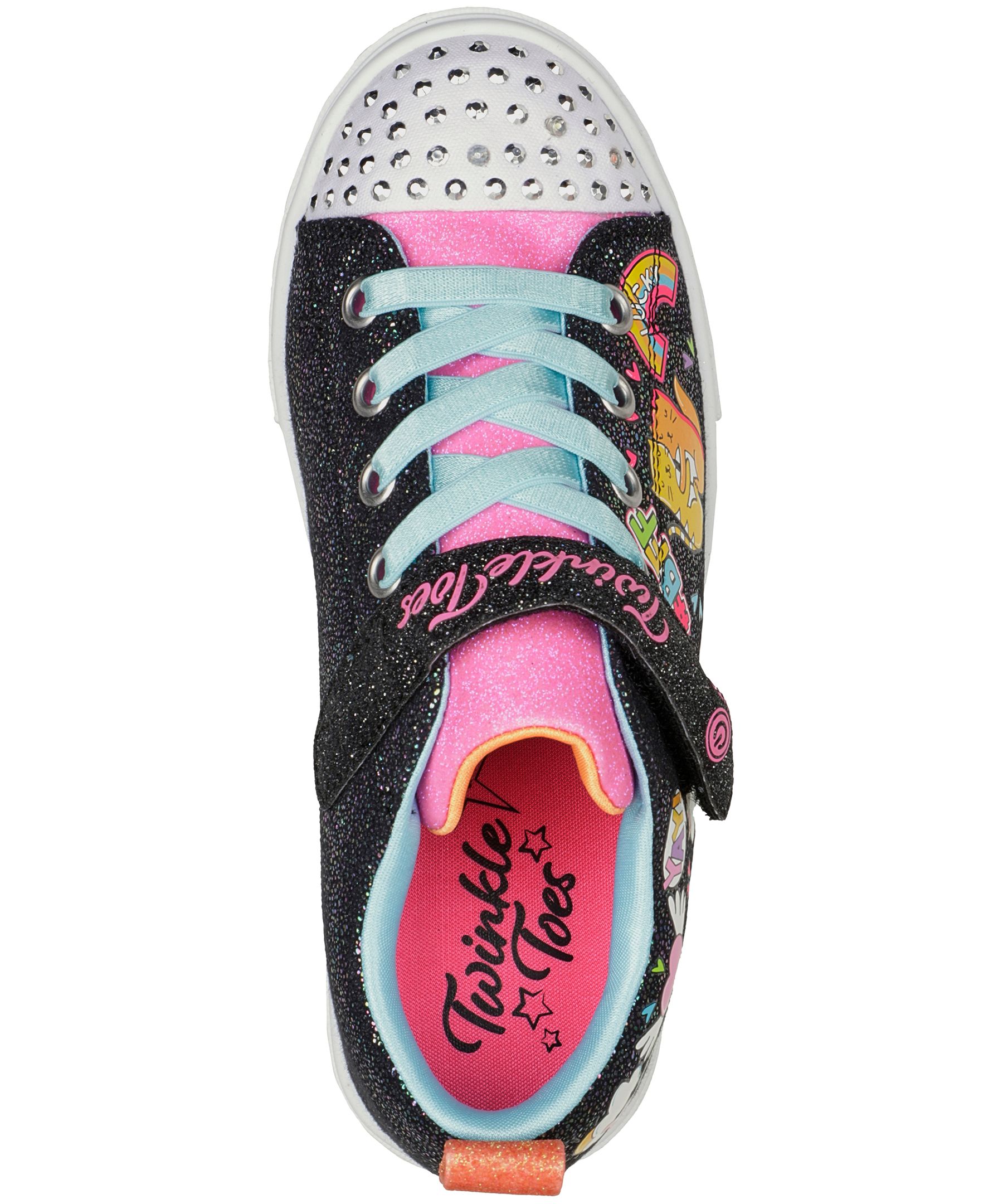 Skechers Girls Preschool Twinkle Sparks Wonderful Sneakers Black Marks