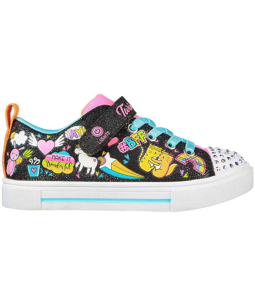 Skechers Girls' Preschool Twinkle Sparks Wonderful Sneakers Black Marks