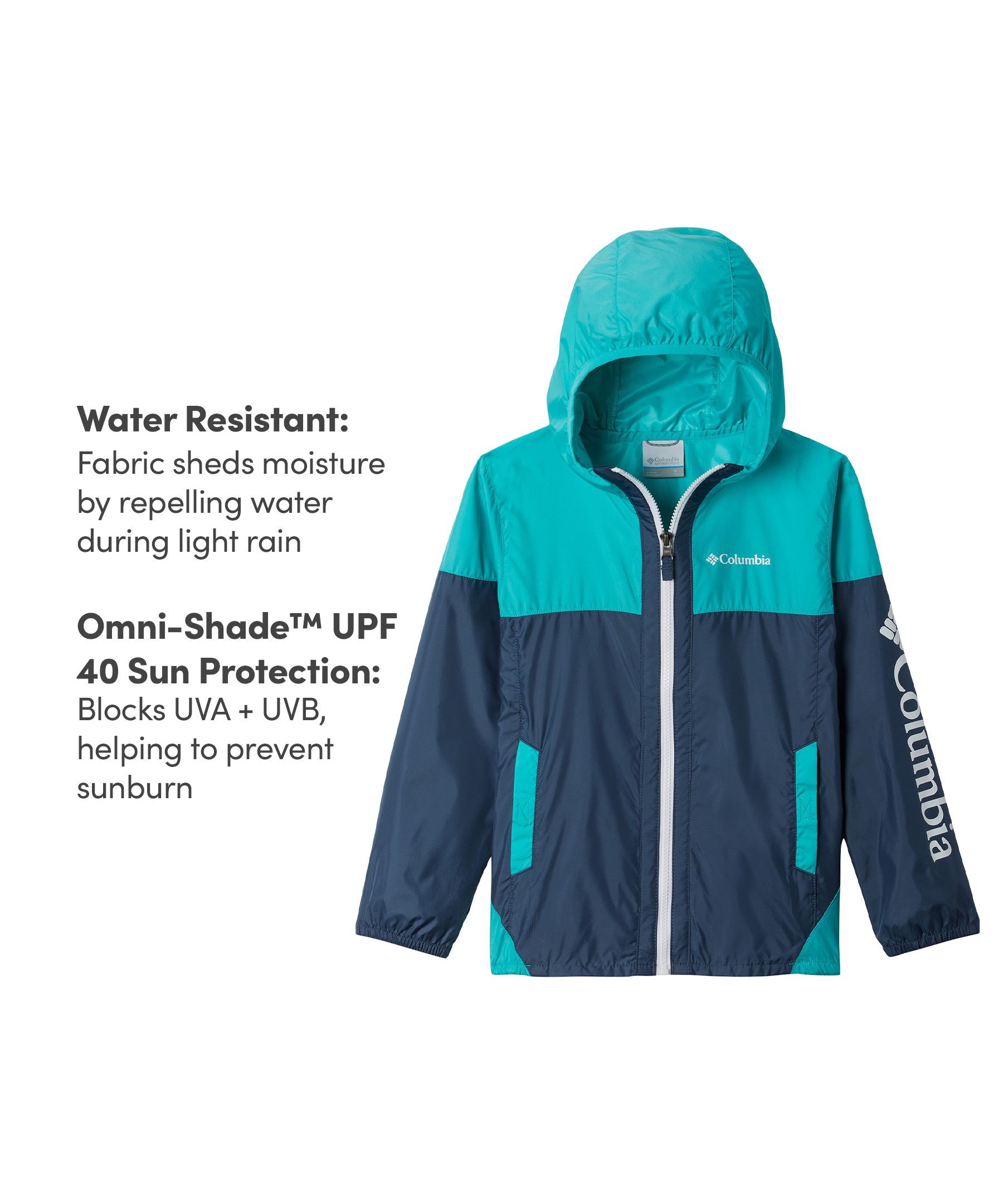 Columbia Kids' Unisex Flash Challenger Omni-Shade Water Resistant Windbreaker Jacket