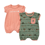 Barboteuse à manches courtes avec imprimé d'écurie pour bébés filles, Carhartt Front_Flat