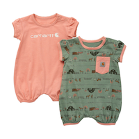 Barboteuse à manches courtes avec imprimé d'écurie pour bébés filles, Carhartt Front_Flat