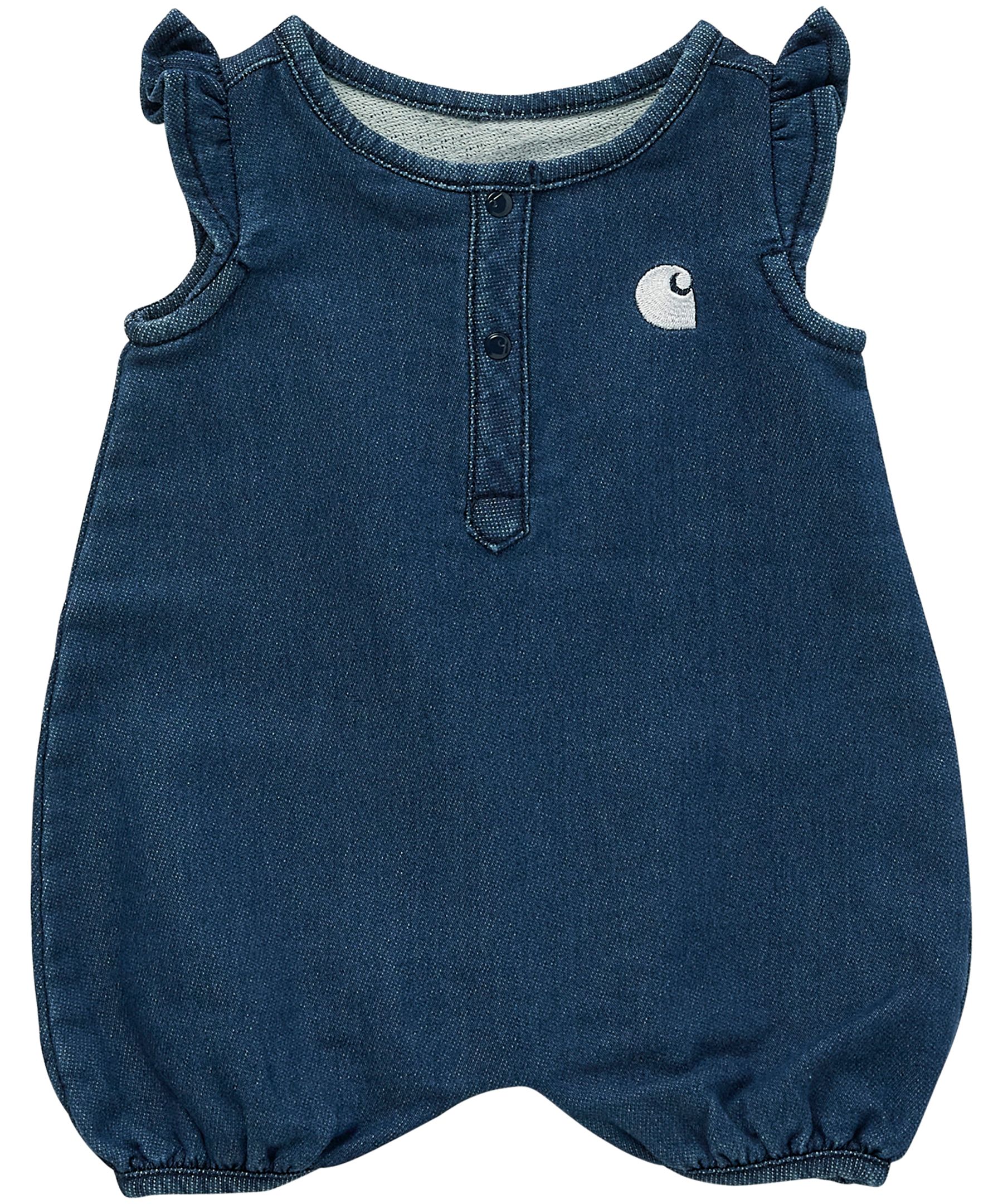 Baby Girls' Knit Denim Henley Romper