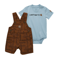 Baby Boys' Short Sleeve Bodysuit Canvas Print Shortall Front_Flat