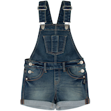 Short salopette en jean pour jeunes filles, Silver Front_Flat