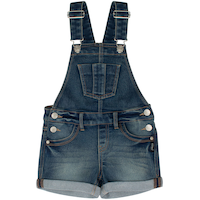 Short salopette en jean pour jeunes filles, Silver Front_Flat