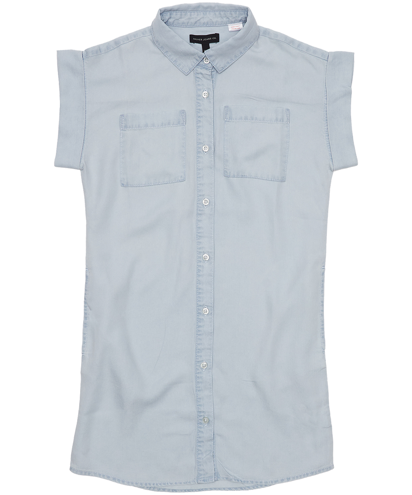 Denim short sleeve shirt dress store