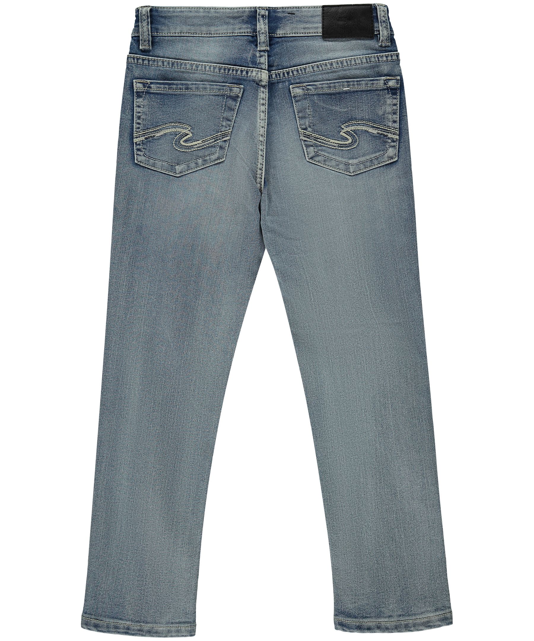 Jean à coupe droite moulante pour jeunes garçons, Silver