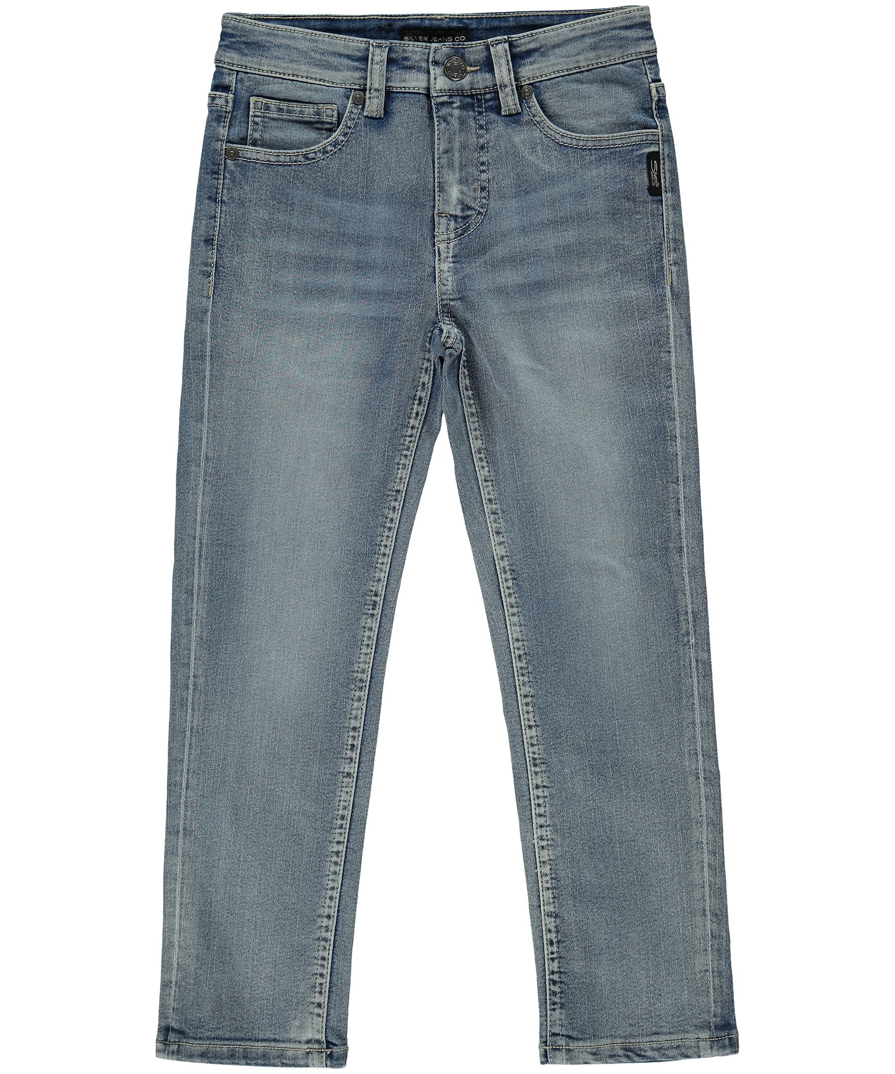 Jean à coupe droite moulante pour jeunes garçons, Silver