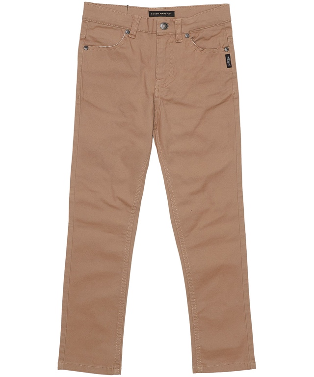 Silver Youth Boys' Straight Skinny Fit Twill Chino Pants - Khaki