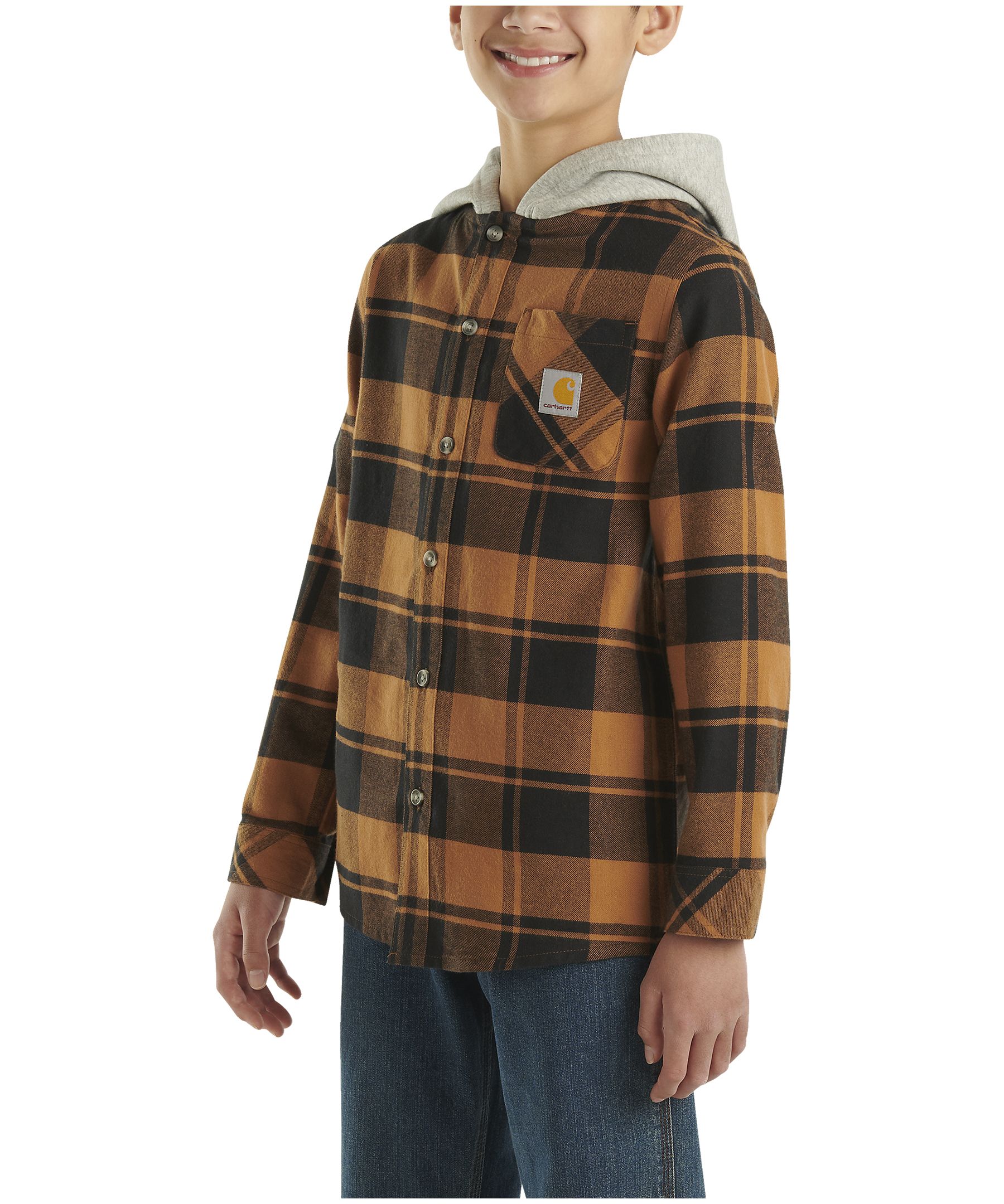 Carhartt hooded hotsell flannel jacket