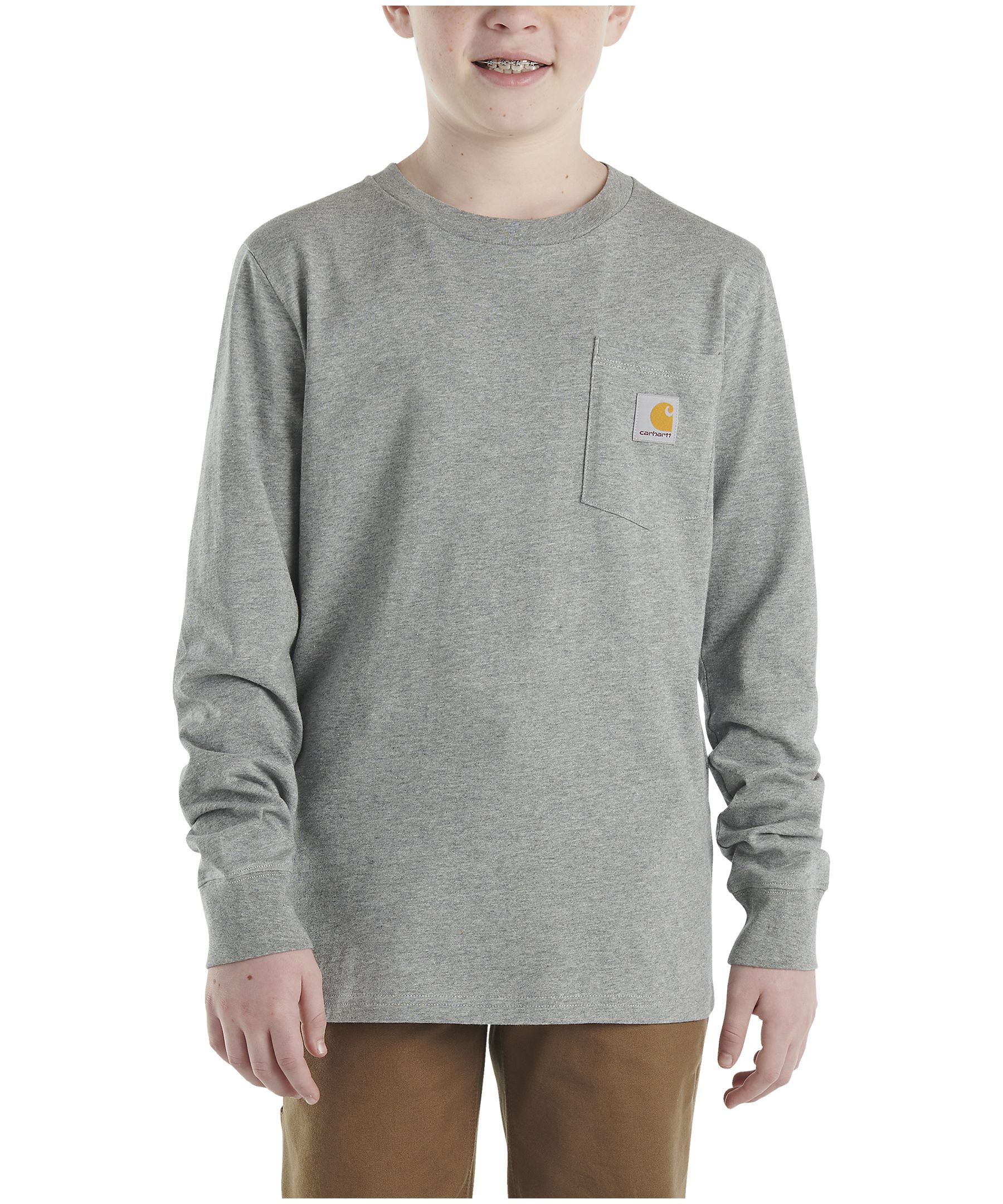 T-shirt Carhartt à col ras du cou, à manches longues et à logo sur la poche, pour garçons