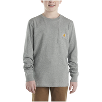 T-shirt Carhartt à col ras du cou, à manches longues et à logo sur la poche, pour garçons Front_Flat