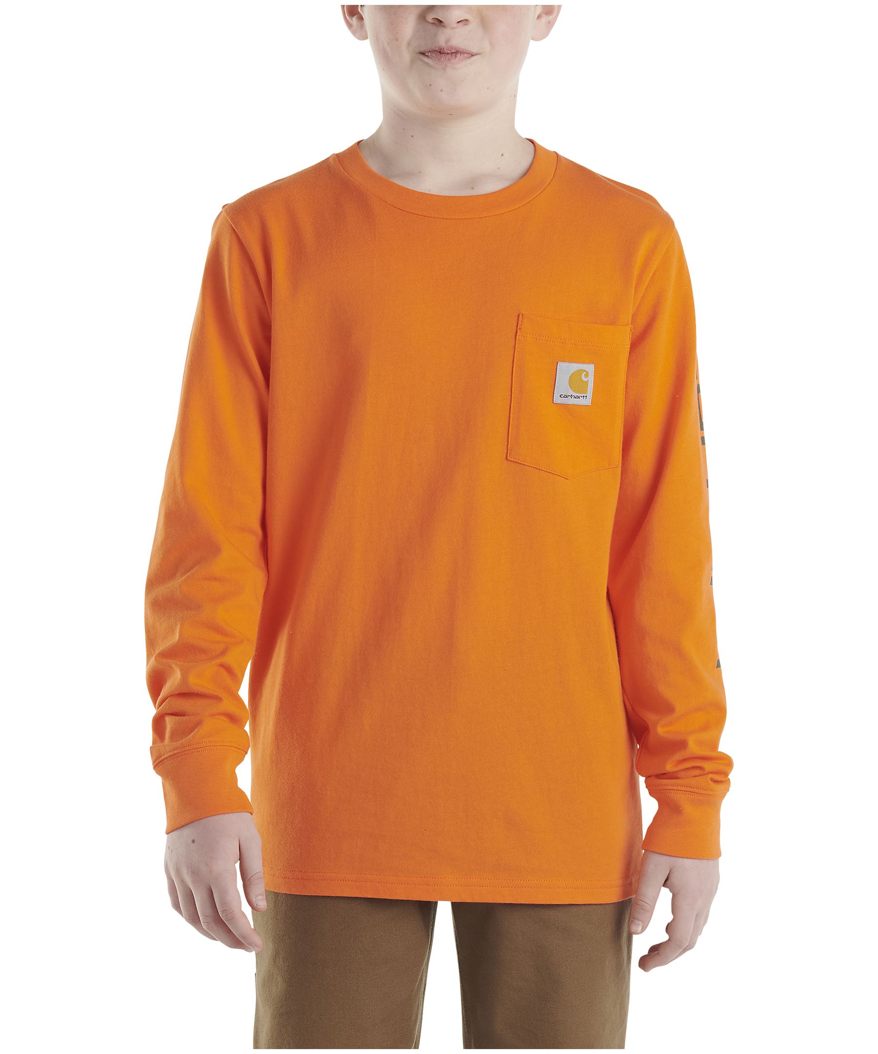 T-shirt Carhartt à col ras du cou, à manches longues et à logo sur la poche, pour garçons
