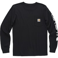 T-shirt Carhartt à col ras du cou, à manches longues et à logo sur la poche, pour garçons Front_Flat