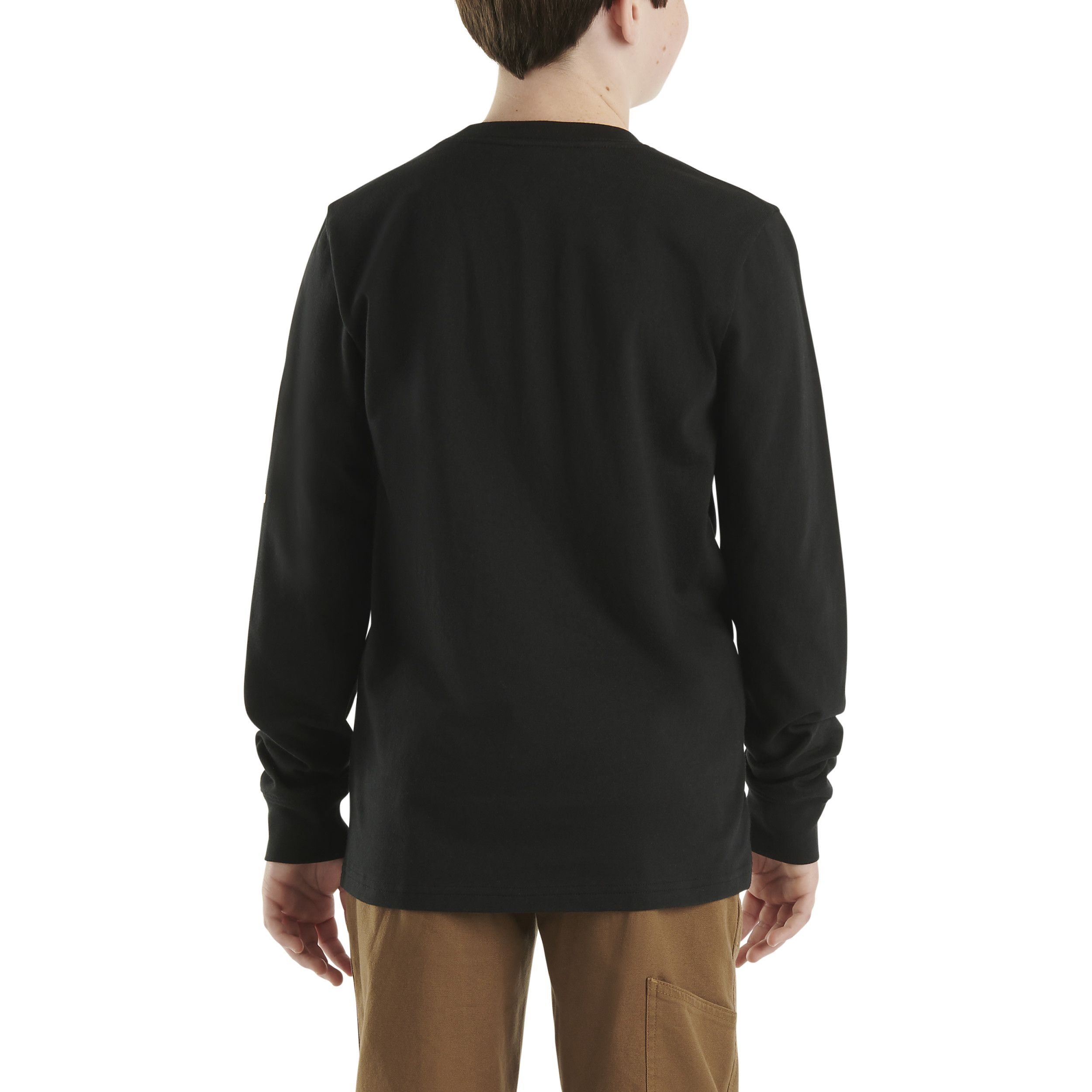 Carhartt Youth Boy's Long Sleeve Logo Pocket Crewneck T-Shirt